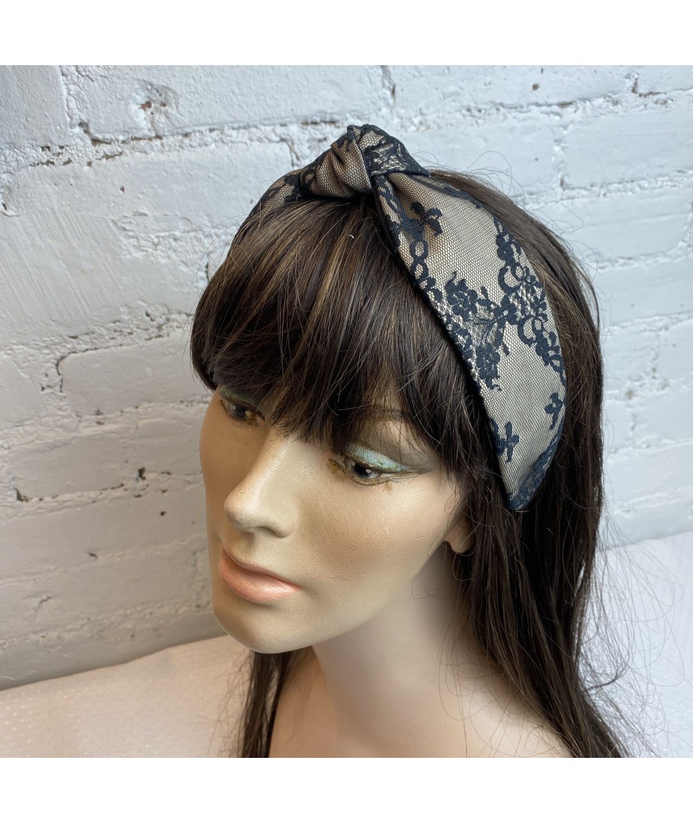 Satin Lace Center Turban Headband