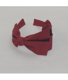 Two Toned Cotton Bow Headpiece Red Navy 