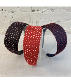 Dotted Tulle Extra Wide Headabnd Black with Pink Dots - Red with White Dots - Navy with Red Dots
