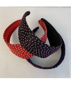 Dotted Tulle Extra Wide Headabnd Black with Pink Dots - Red with White Dots - Navy with Red Dots