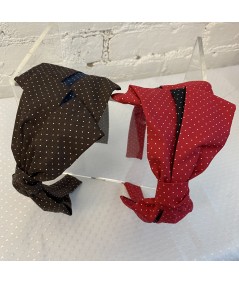 Two Toned Cotton Bow Headpiece Red Navy - Brown Navy