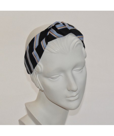 Black with Blue Cotton Stripe Blair Headband