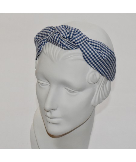 Blue Gingham Check Blair Headband