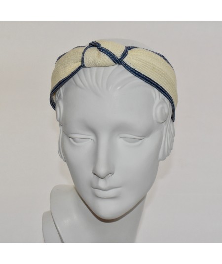 Wheat with Lavender - Camel with Raspberry Two-Toned Toyo Straw Center Turban Headband