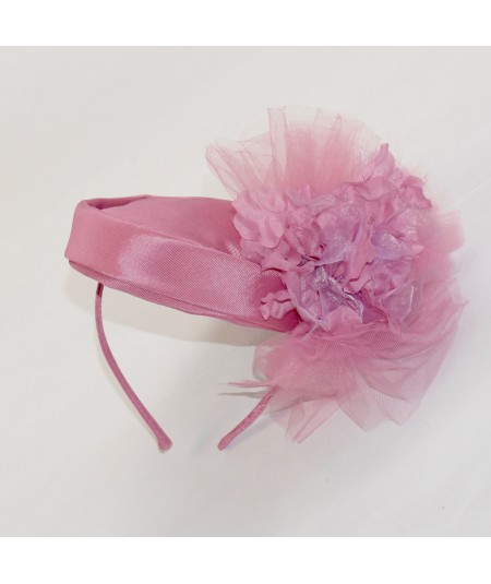 Grosgrain Texture with Flowers and Tulle Fascinator