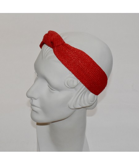 Red Straw Center Wide Turban Headband