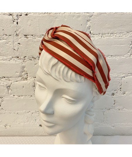 Cotton Stripe Frayed Turban Headband