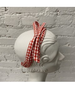 Red Cotton Print Long Tie Headband