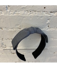 Reverse Indigo Denim Bow Black Stitch Headband