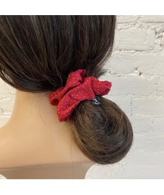 Red Dotted Cotton Print Scrunchie