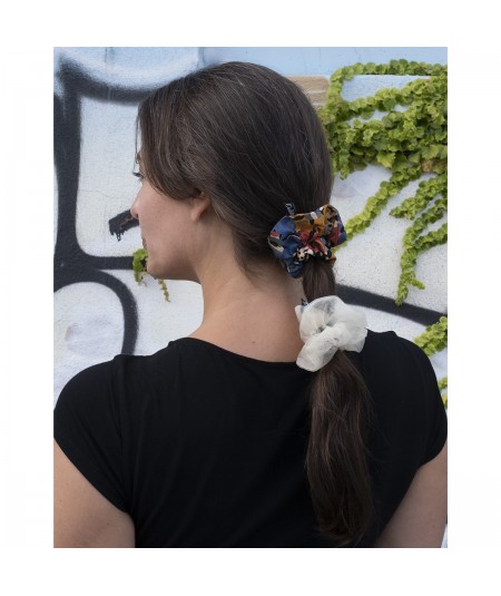 Ivory Ponytail holder hair elastic scrunchie - PY824 Liberty Print Scrunchie
