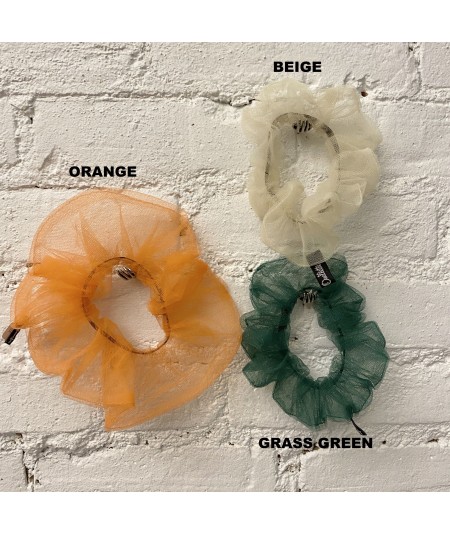 Orange BIG TULLE SCRUNCHIE  - Beige - Green Grass Tulle Color Option
