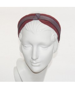 Red Linen and Poet Colored Stitch Divot Headband