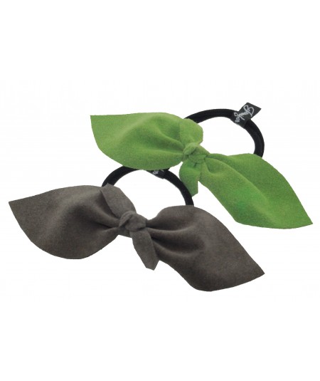 Charcoal - Kely Suede Bow Ponytail Holder by Jennifer Ouellette