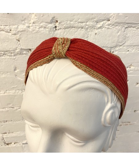 Red with Wheat Straw Two Tone Center Divot Headband
