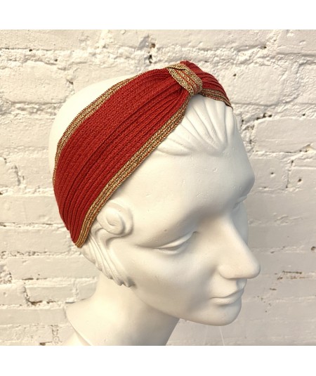 Red with Wheat Straw Two Tone Center Divot Headband