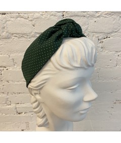 Dark Green Dotted Cotton Print Blair Headband