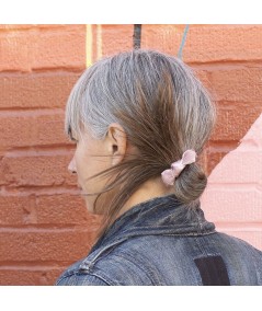 Misty Rose Satin and Horse Hair Bow Ponytail Holder