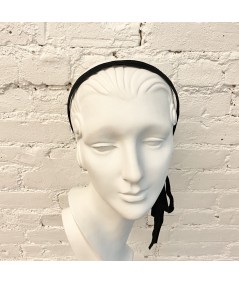 Black Suede Long Ties Headband