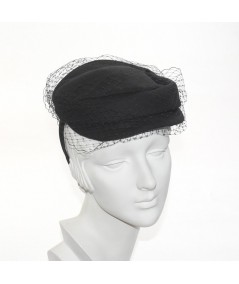 Twill Cap with Veiling Detail Fascinator