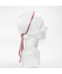 Old Rose Satin Long Ties Headband