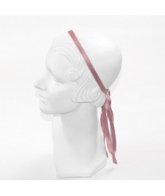 Old Rose Satin Long Ties Headband