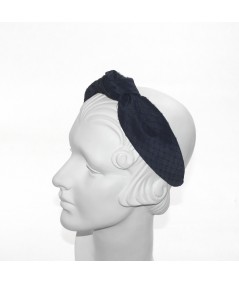 Navy Satin Covered Black Veiling Blair Headband
