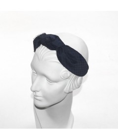 Navy Satin Covered Black Veiling Blair Headband