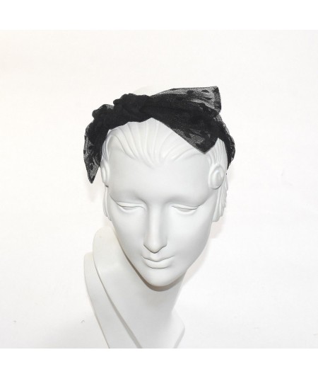 Black Dotted Tulle Side Bow Headband