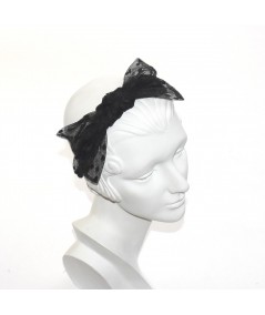 Black Dotted Tulle Side Bow Headband