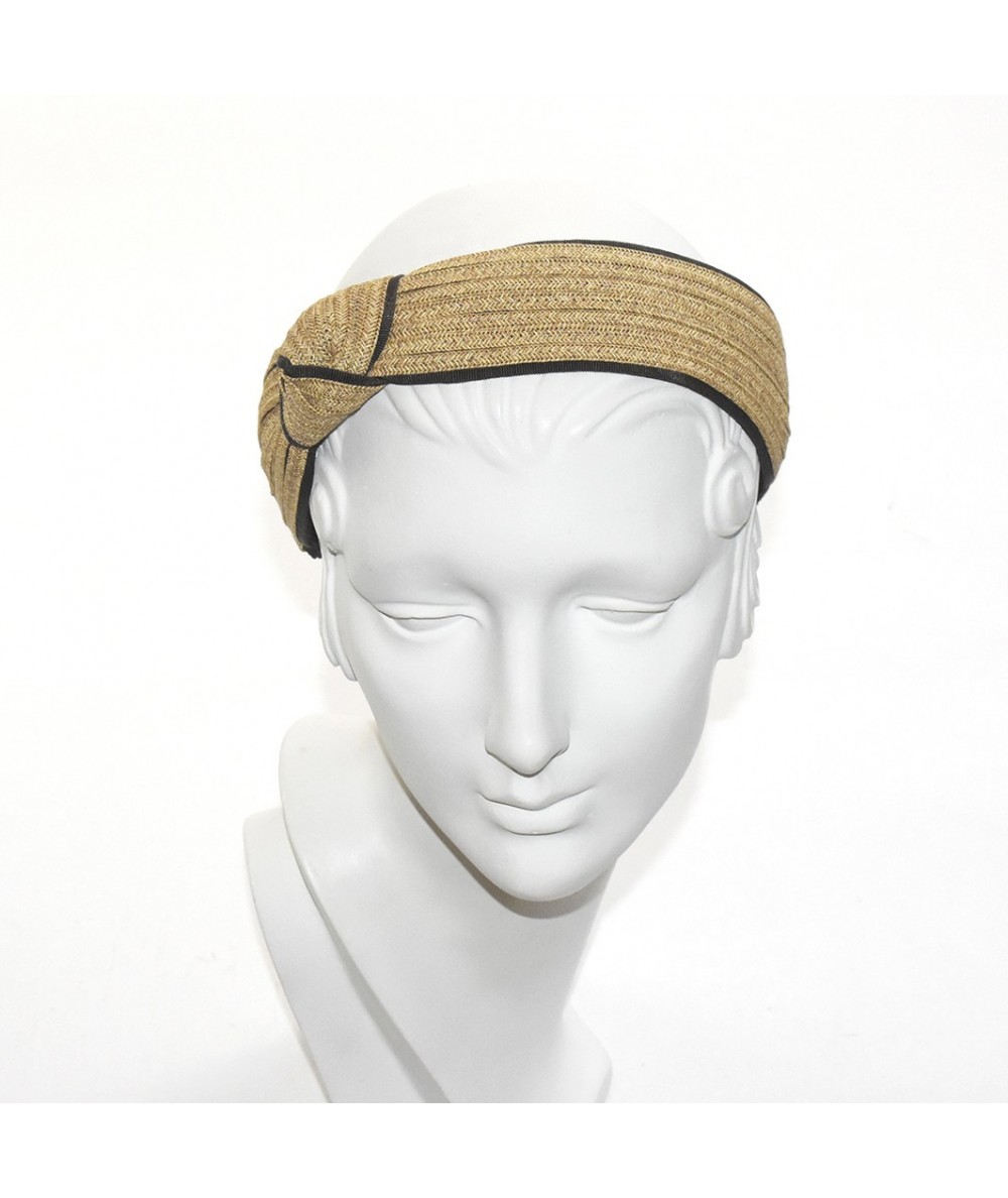 Straw and Grosgrain Side Turban Headband