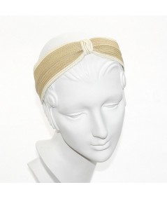 Camel with Natural Straw Two Tone Center Divot Headband