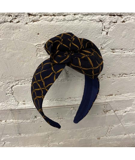 Navy Rope Silk Chiffon Flower Headband