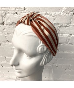 Beige/Burnt Stripe Cotton Print Turban