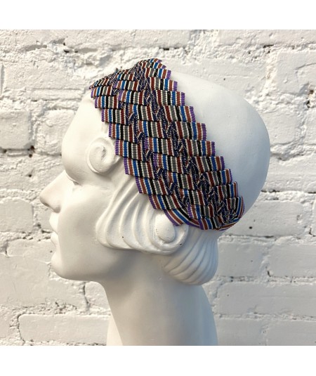Multi Extra Wide Pleated Stripe Grosgrain Headband
