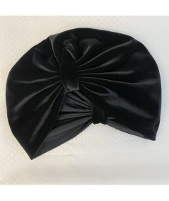 Black Velvet with Black Grosgrain Texture Turban Hat