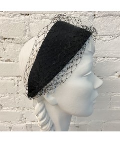 Black Bengaline Extra Wide Headband with Black Covered Veiling