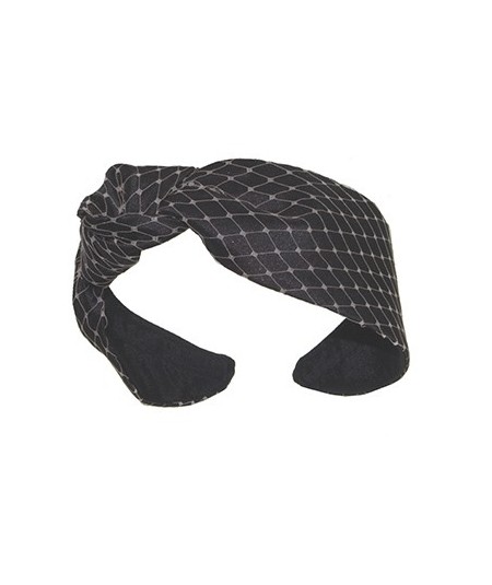 Black Satin Covered Beige Veiling Side Turban Headband