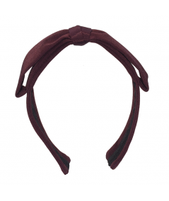 Burgundy Grosgrain Texture Center Bow Headband