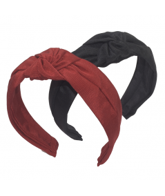 Red Cardinal and Black Grosgrain Texture Center Turban Headband