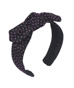 Black with Pink French Dotted Tulle Riveter Headband