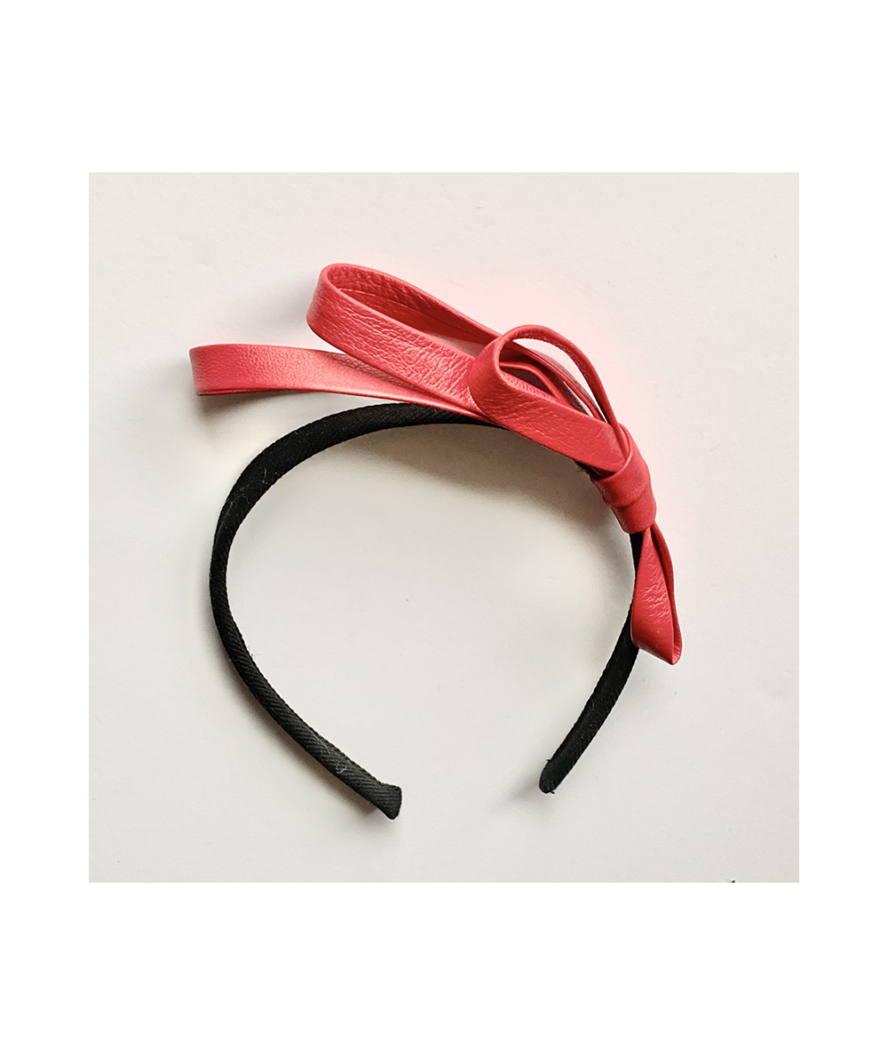 Warm Red Leather Side Bow Headband