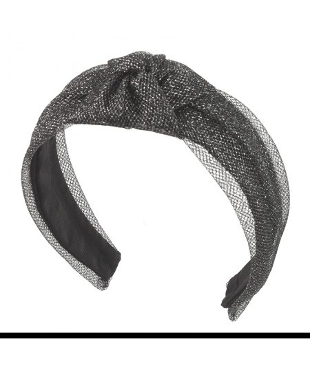 Dark Silver Metallic Tulle Turban Headband