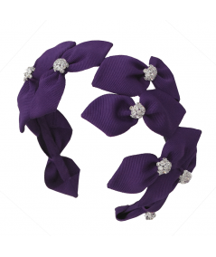 Purple Grosgrain Sabrina with Rhinestone Balls