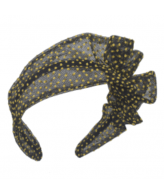 Black with Yellow Flocked Tulle Side Ruffle Headband