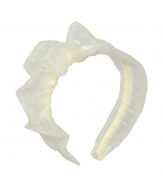 Ivory Flocked Tulle Side Ruffle Headband