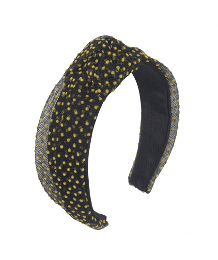 Black with Yellow French Dotted Tulle Chloe Headband