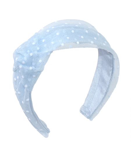 Light Blue Estelle Turban French Dotted Tulle Headband