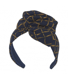 Navy Rope Silk Chiffon Flower Headband