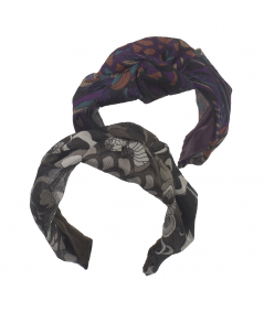 Multi Silk Chiffon Print Roxanne Turban Headband - DP36 Browns